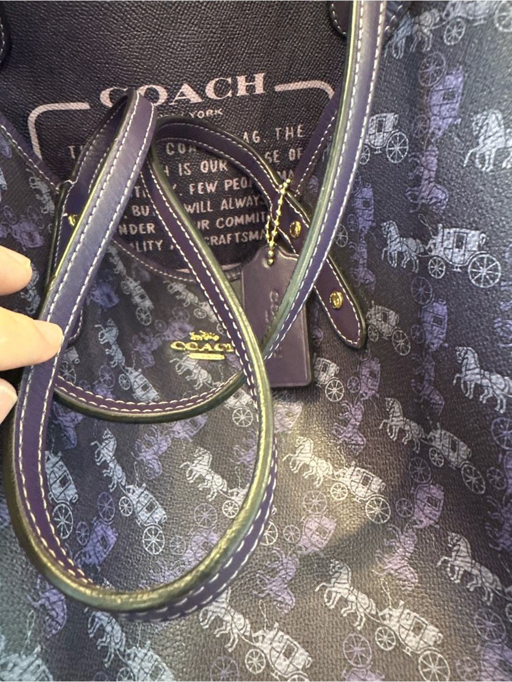 Coach #006 Purple Reversible Signature Horse & Carriage Tote - Picture 5 of 13
